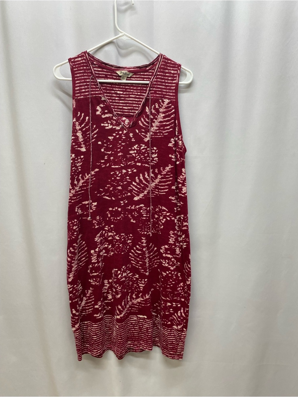 Lucky Brand maxi dress womens large burgundy tropical beach summer sleeveless